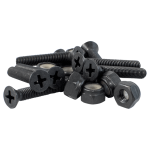 black skateboard hardware